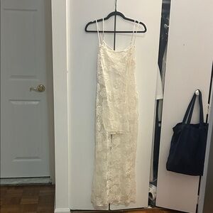 Reformation Cream Lace Midi Dress